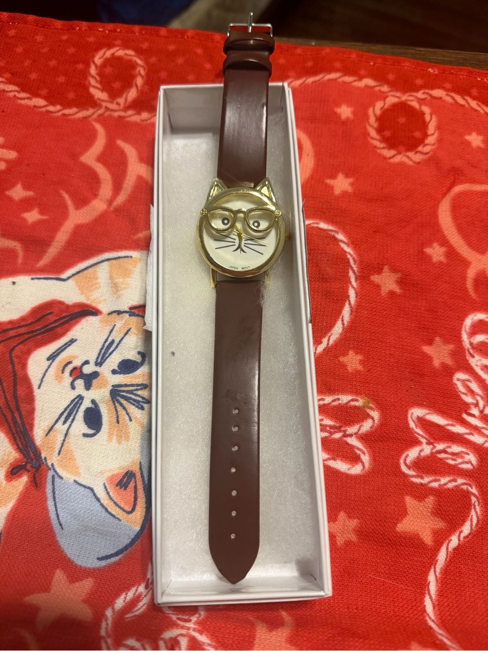 Cat Face with Glasses Watch with Brown Strap🐱🤓 - Picture 10 of 14